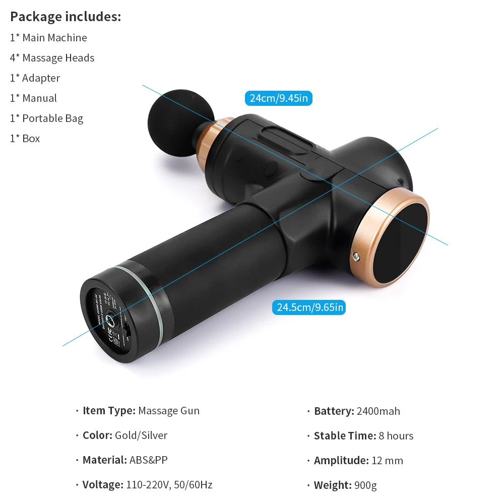 Электрический терапевтический массажный пистолет 20 скоростей 3300 об./мин.|Fascia