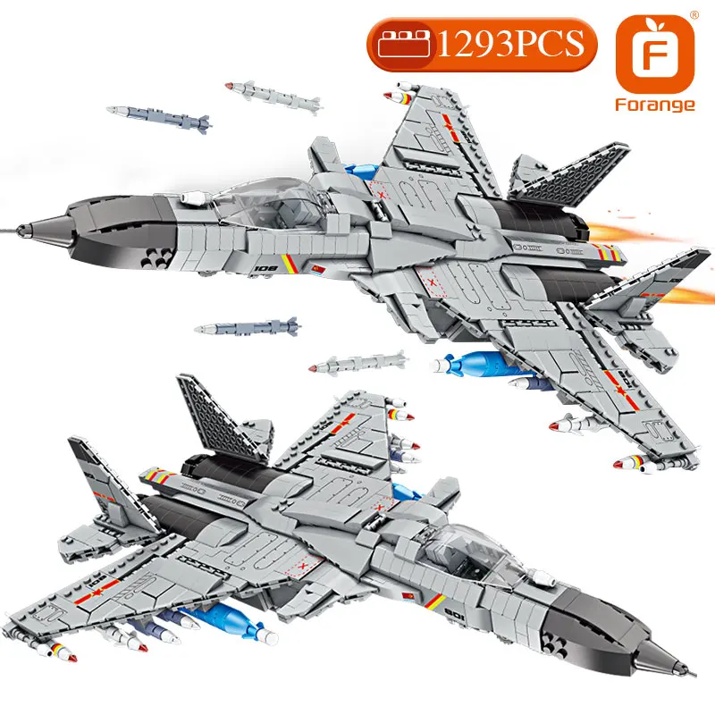

Technical Ideas Military Plane Assembly Building Blocks Moc Armed Fighter Aircraft Bricks Toys Holiday Gift for Boys Children