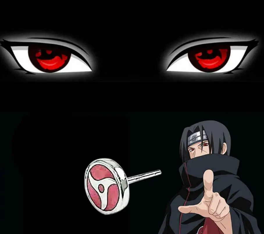 Серьги гвоздики хатакэ из серебра 925 пробы с Какаси Шаринган|Реквизит для