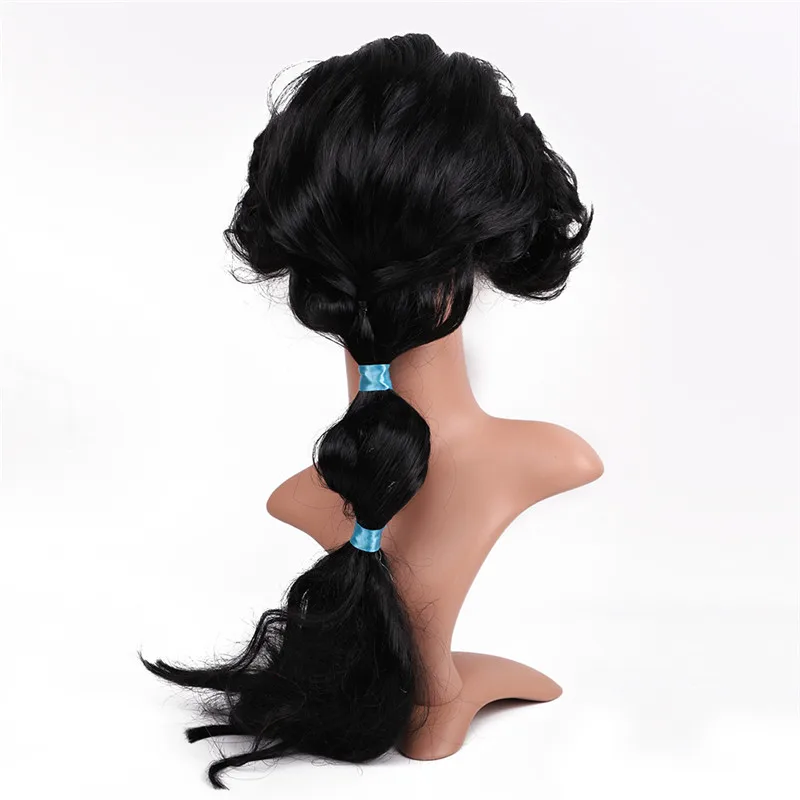 Хэллоуин женщин Аладдин и волшебная лампа Принцесса парик Жасмин черный длинный