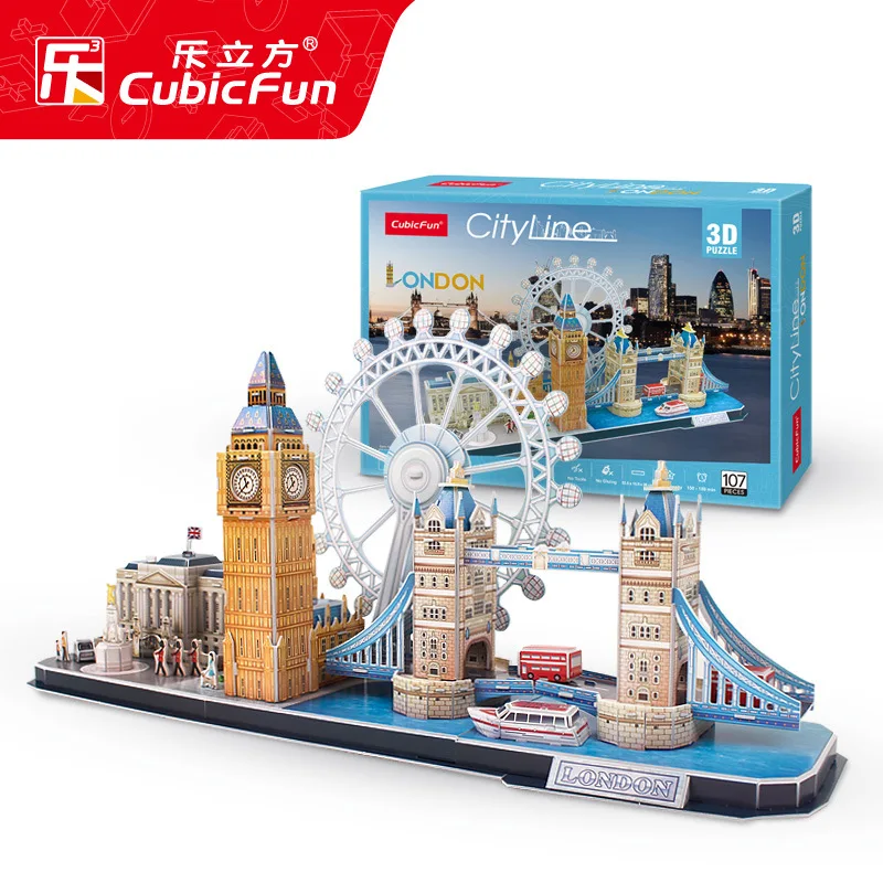 MC253-London 3D игра-головоломка DIY игрушка бумажная Миниатюрная модель город Лондон Париж Нью-Йорк Москву знаменитое здание собрать игры игрушки для детей Подарки - Цвет: MC253-London