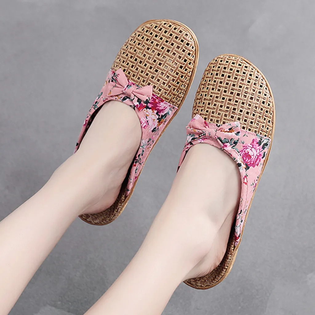 

Shoes For Women 2021 Women's Fashion Casual Butterfly Knot Slip On Slides Ladies Summer Fashion Indoor Home Slippers Shoes