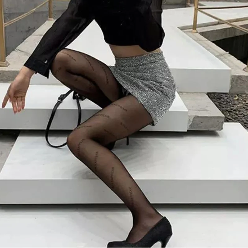 Женские колготки с буквенным принтом винтажные сексуальные женские