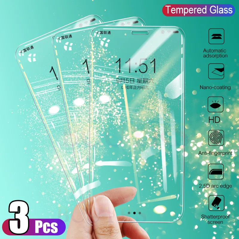 

Protective Tempered Glass On For iPhone 11 Pro X XS Max XR Full Cover Screen Protector For iPhone 7 8 6 6s Plus 5S SE 2020 Glass