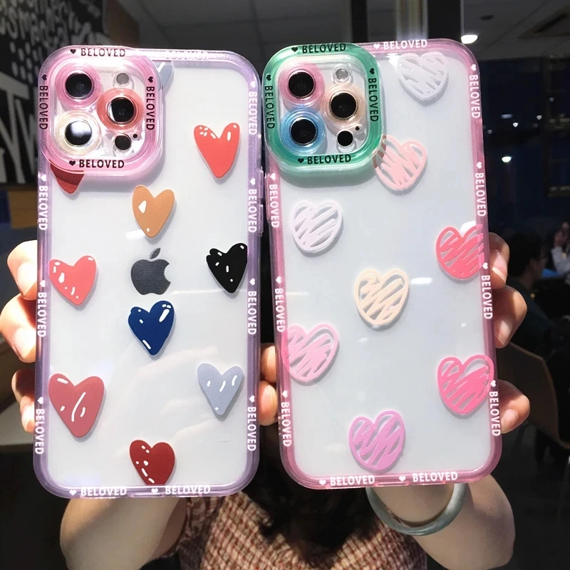 

Colorful Cute Wave Poin Case for IPhone 11 12 13 Pro Max X XS XR 7 8 Plus 13 Cover Clear Shockproof Lens Protection Clear Cases