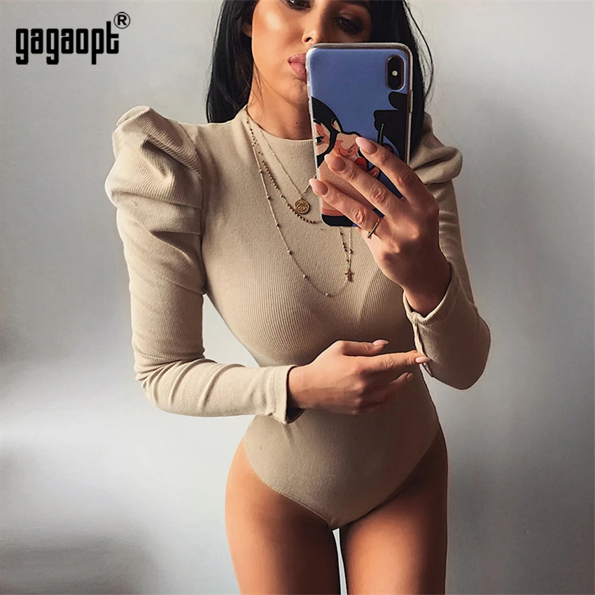 Gagaopt 2020 Комбинезоны на весну женские боди с круглым вырезом и длинным рукавом