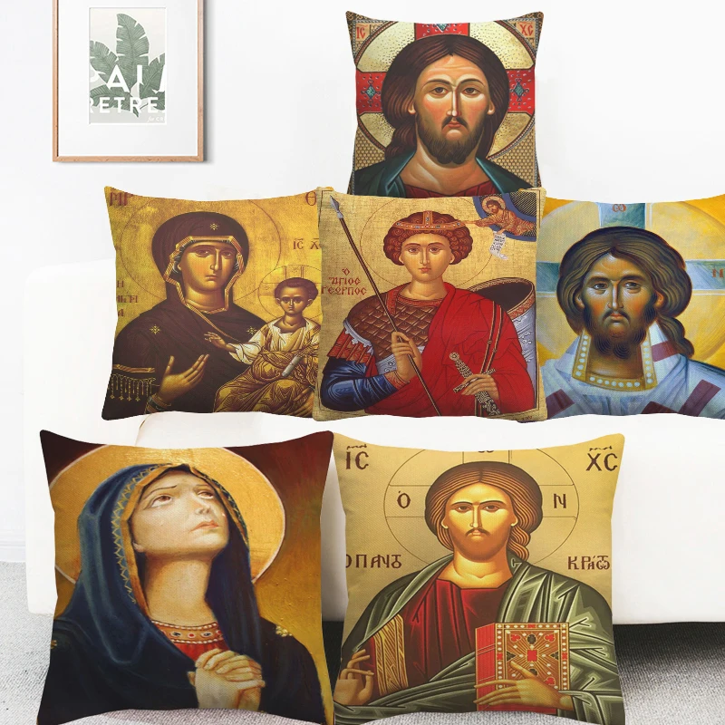 Наволочки Catehism для греческой ортодоксальной иконы Иисуса Христа домашнее