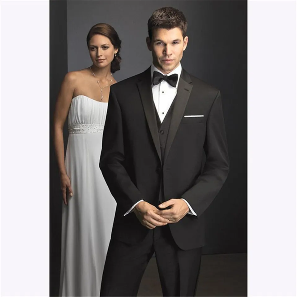 

New Classic Men’s Suit Smolking Noivo Terno Slim Fit Easculino Evening Suits For Men One Button Black Groom Tuxedos Bridegroom