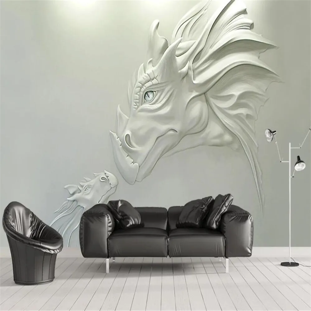 

Custom 3D wallpaper mural 3D three-dimensional relief animal god beast porch background wall living room bedroom decoration mura