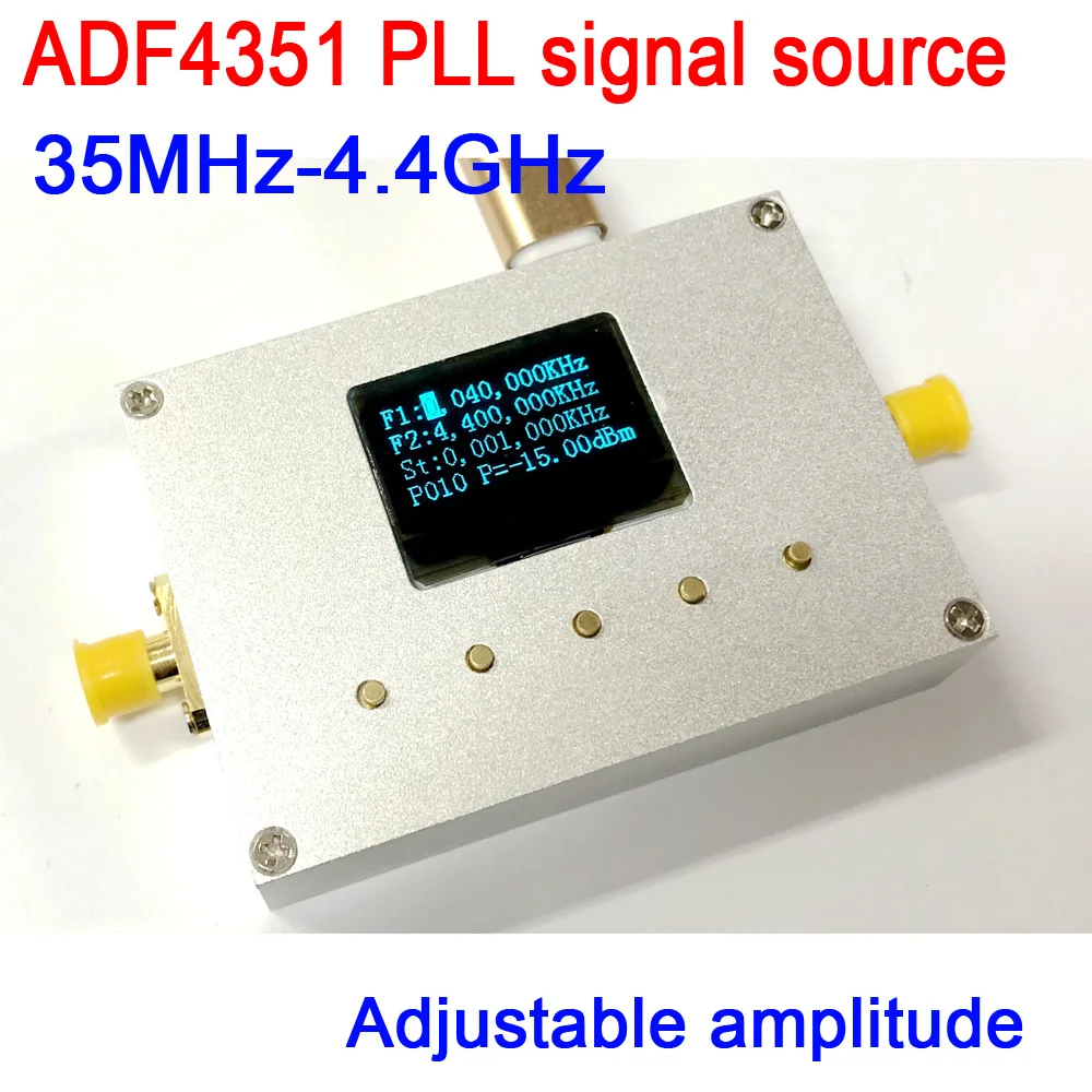 137 5 МГц-4 4 ГГц ADF4351 PLL генератор источника сигнала с полости 30 дБ Регулируемая