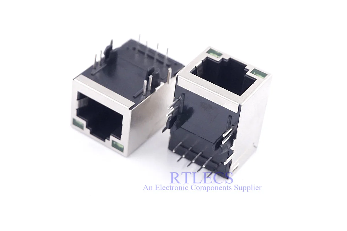 50 шт. модульный разъем боковой вход RJ45 8P8C Tab Up EMI магнитный светодиодный