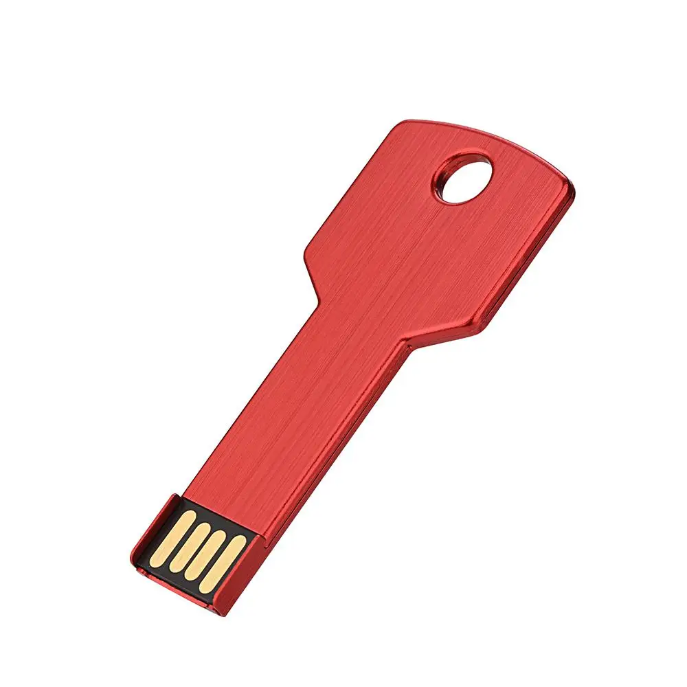 Металлический ключ USB флэш-накопитель 64 Гб фактическая емкость флешки 32 Гб U диск 2,0 128 ГБ 16 ГБ 8 ГБ 4 ГБ флеш-накопитель Memoria UsbCustom логотип - Цвет: Red