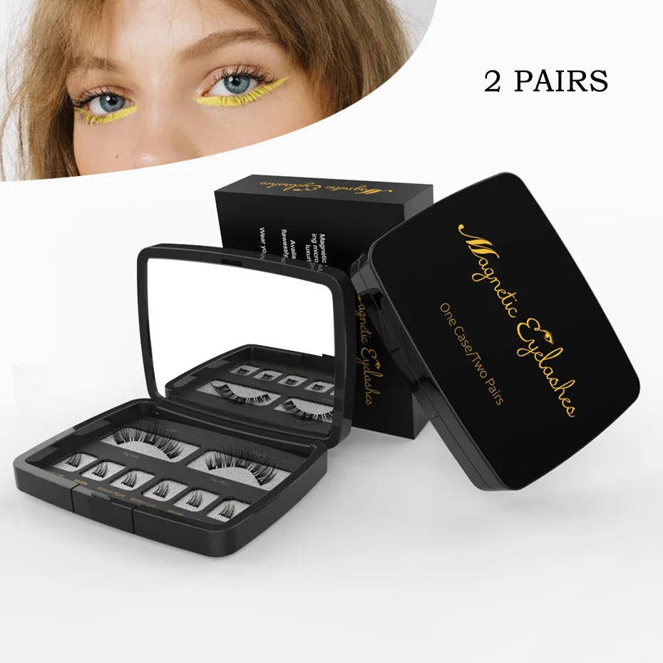 2 пары магнитных накладных ресниц с 3 магнитами натуральные длинные 3D/6D магнитные