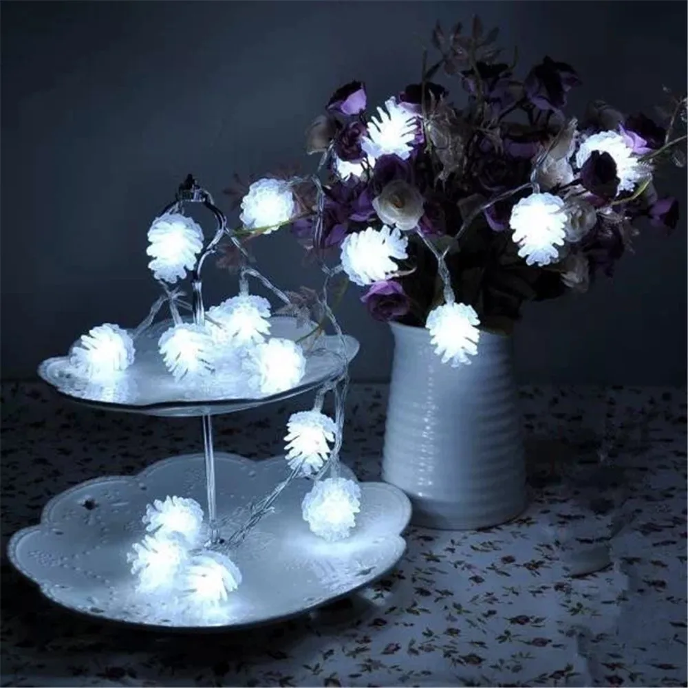 

Сосновые конусы, 10 светодиодов, 20 светодиодов, 30 светодиодов, 40 светодиодов, сказочные огни с питанием от батареи для рождества, Нового года, ...