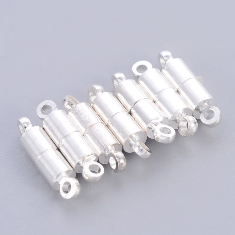 

10pcs Silver Plated Column Brass Magnetic Clasps Connector for Jewelry Making DIY Bracelet Necklace Findings 4x16mm Hole: 1.5mm