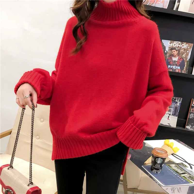 Женский Однотонный свитер с высоким воротом женская голова 2021 осенне-зимний