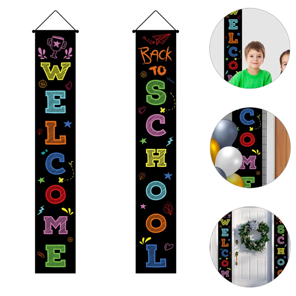 1 Pair Welcome Back Door Couplets School Banners Curtain Decorations |