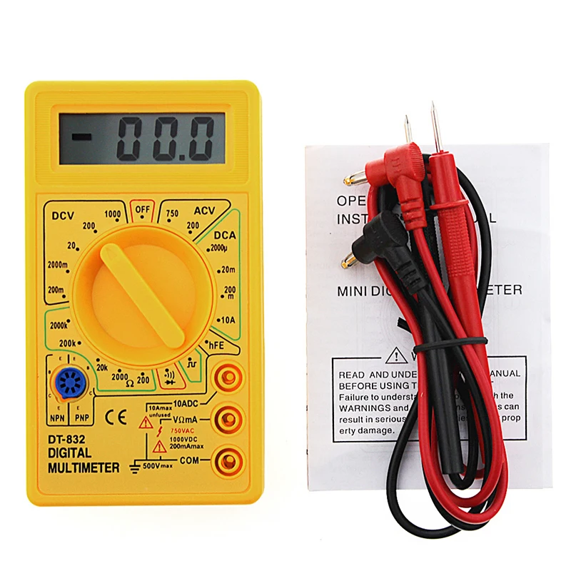 

Professional DT832 Digital Multimeter LCD DC AC Voltmeter Ammeter Ohm Tester
