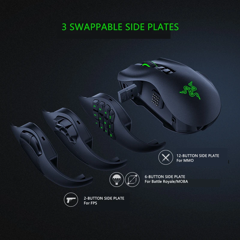 

Razer Naga Pro Professional Edition Wireless Bluetooth E-Sports Computer Game Mouse Macro Interchangeable three Side Key