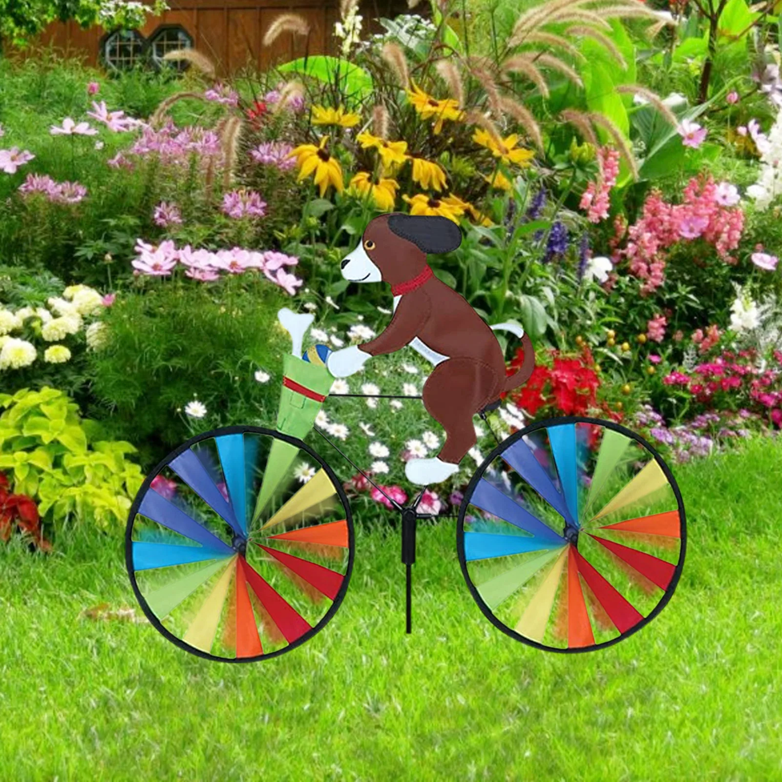 

Cat Dog On Bike DIY Windmill Animal Bike Spinner Yard Art Decoration Garden Decor Wind Spinner Garden Lawn Decor