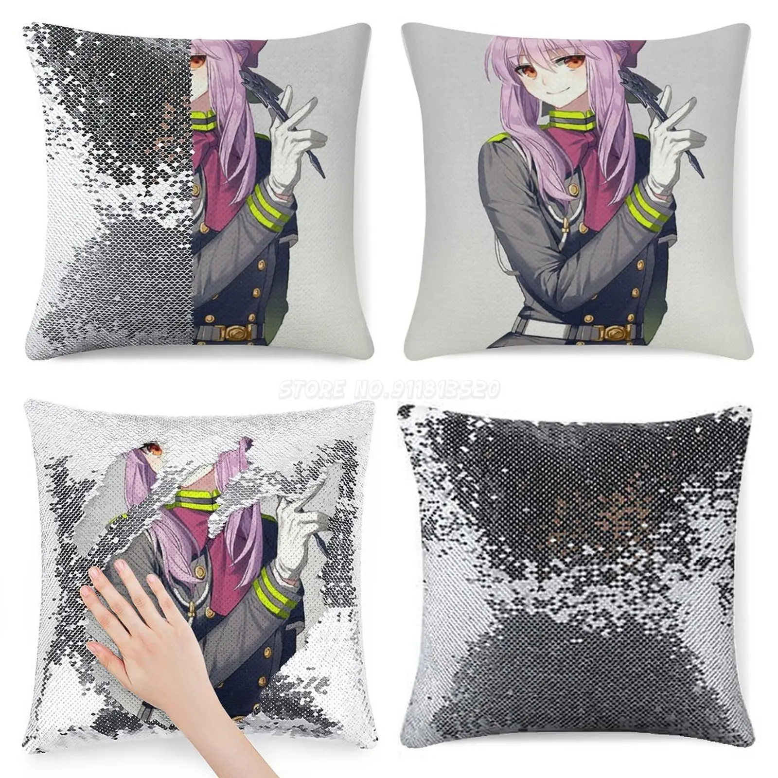 Hiiragi Shinoa блестящий чехол-Подушка Чехол-подушка 40 см x Owari No Seraph аниме человек | Дом и