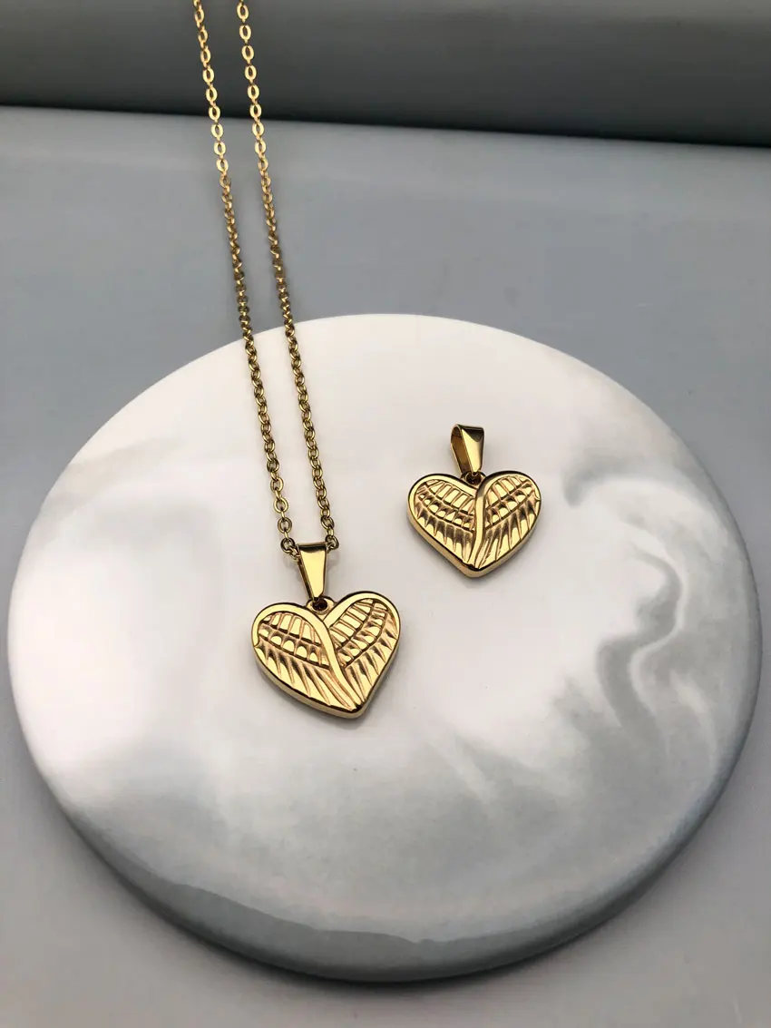 Ожерелье в стиле хип-хоп подвеска из золотой нержавеющей стали с перьями форме