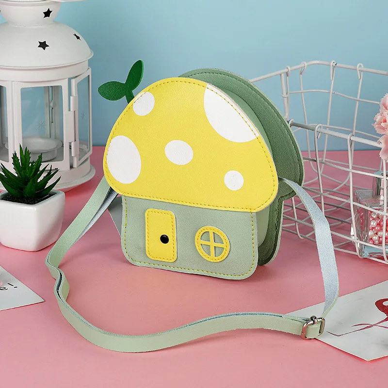 

2021 New Colorful Girls Cross Body Bags Coin Purse Cartoon Mushroom Shape Cute Small Bag Small Purses and Handbags for Kids