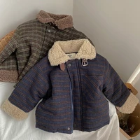 boys jackets coats outwear 2021 plaid plus velvet thicken warm winter autumn fleece cotton top christmas gifts childrens clothi