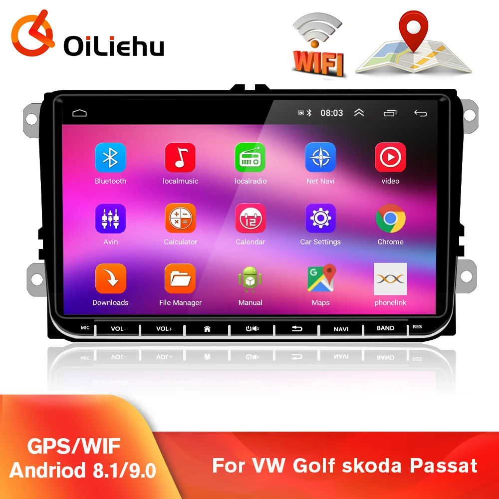 

Автомагнитола OiLiehu, 2 Din, Android 8,1, GPS, для Volkswagen Golf, Polo, Tiguan, Passat b6, b7, Skoda Jetta