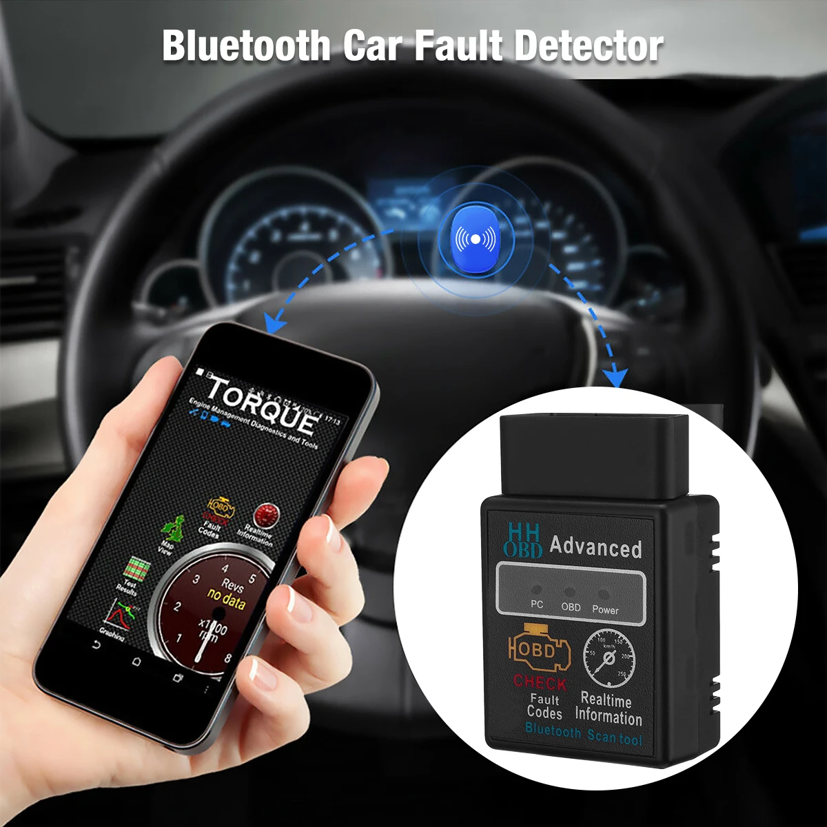 

Car Bluetooth OBDII Scanner OBD2 ELM327 V2.1 CAN BUS Check Engine Automotive Diagnostic Code Reader Tool for Android Windows