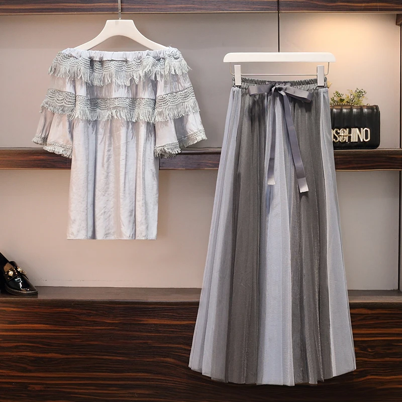 Фактическое летнее платье новый стиль жир мм ПЛЕЧО бахромой кружевная куртка +