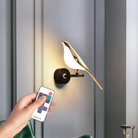 remote control modern gold plating bird led wall lamp for home and bedroom wall decoration indoor lighting fixture