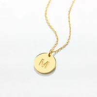 personalized letter necklace round 9k gold alphabet pendant charm necklace 26 letters stainless steel simple necklaces gifts