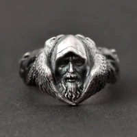stainless steel ring nordic mythology odin great god ring viking warrior arctic wolf ring hip hop punk ring jewelry gifts