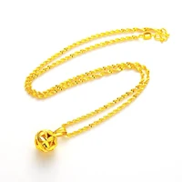 fashion womens exquisite flower ball pendant necklace copper plated sand gold 24k yellow gold color clavicle chain jewelry
