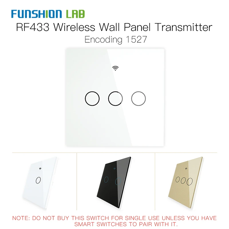 RF433 МГц беспроводной настенный передатчик со стеклянной панелью переключатель с