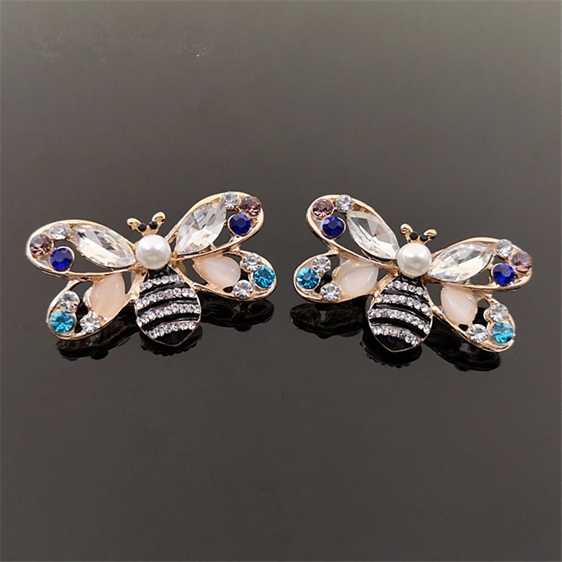 3 шт./лот металлические пуговицы в виде пчелы блестящие со стразами