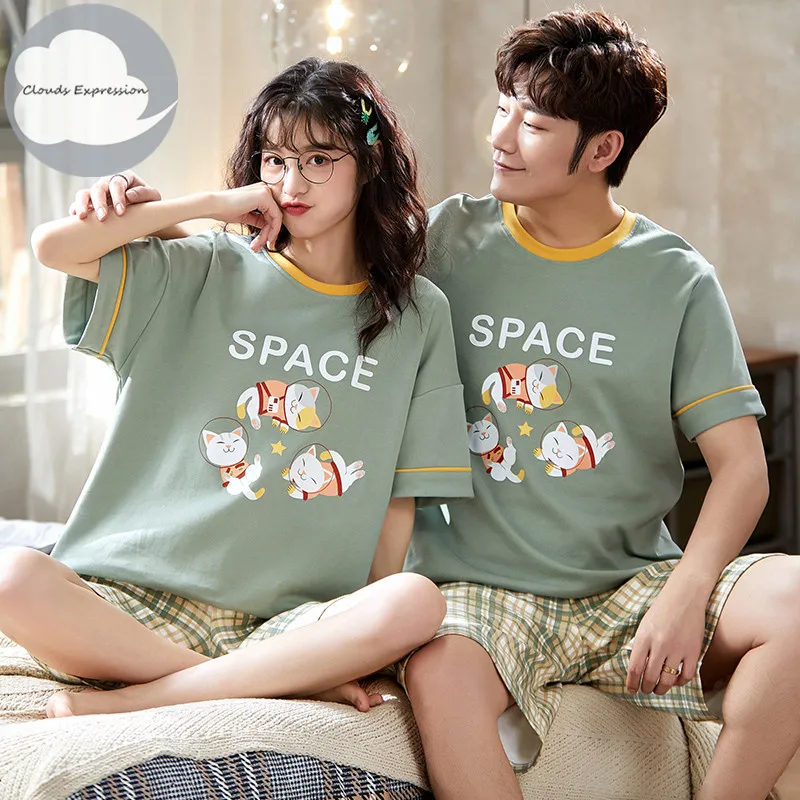 Новые летние пижамы Хлопковые женские пижамные комплекты с героями мультфильмов