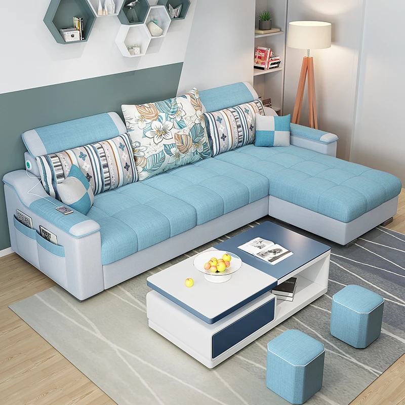 Модный диван Синий тканевый Высококачественная мебель для гостиной удобный