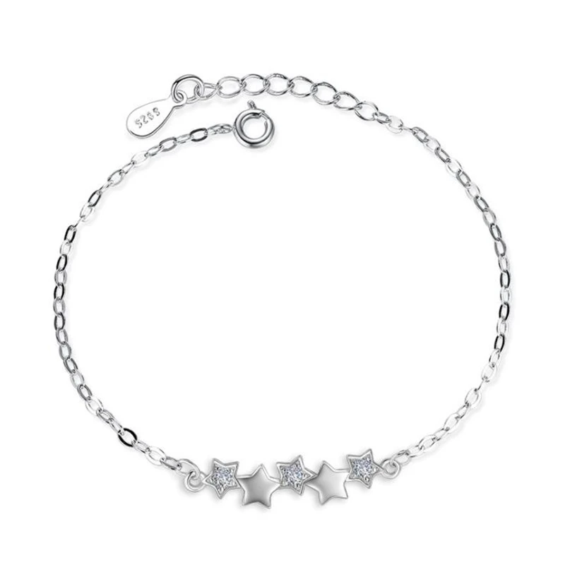 

KOFSAC New Fashion 925 Sterling Silver Bracelets For Women Jewelry Shiny Zircon Simple Cute Stars Bangle Girl Birthday Gifts
