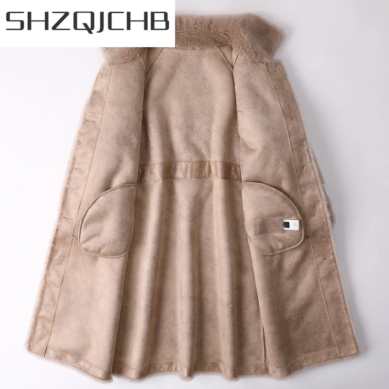 

SHZQ одежда из натурального меха, пальто для стрижки овец, женские зимние куртки, длинные пальто, женское тонкое пальто из меха ягненка, винтаж...