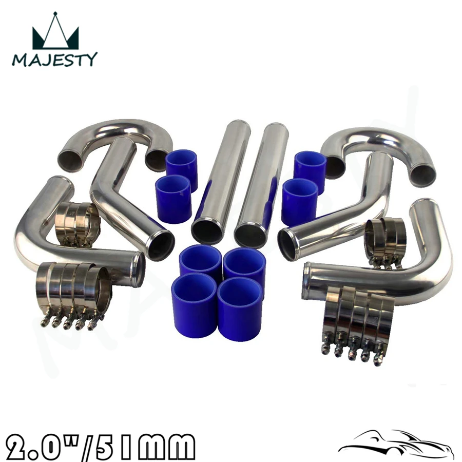 Труба турбо-интеркулера 2 дюйма труба из хромированного алюминия + T-CLAMPS