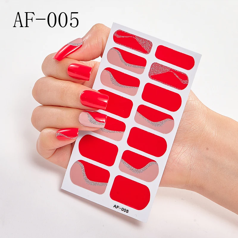 14 наконечников/Лист Модный цветной стикер для ногтей Французский Полный лак