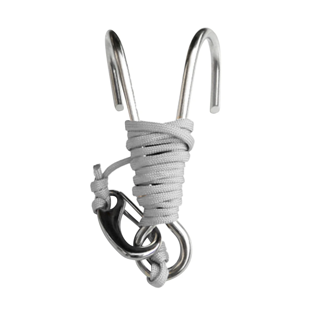 Current Scuba Diving Double Dual 316 Stainless Steel Reef Hook with 47' Line for Underwater Photographers | Спорт и развлечения