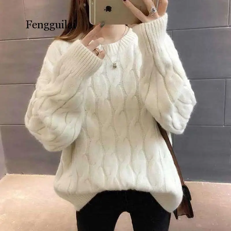 

Fashion Sweater Women 2020 Autumn Winter Long Sleeve O Neck Fashion Loose Female Knit Basic Tops Warm Casual Knitted Pullover