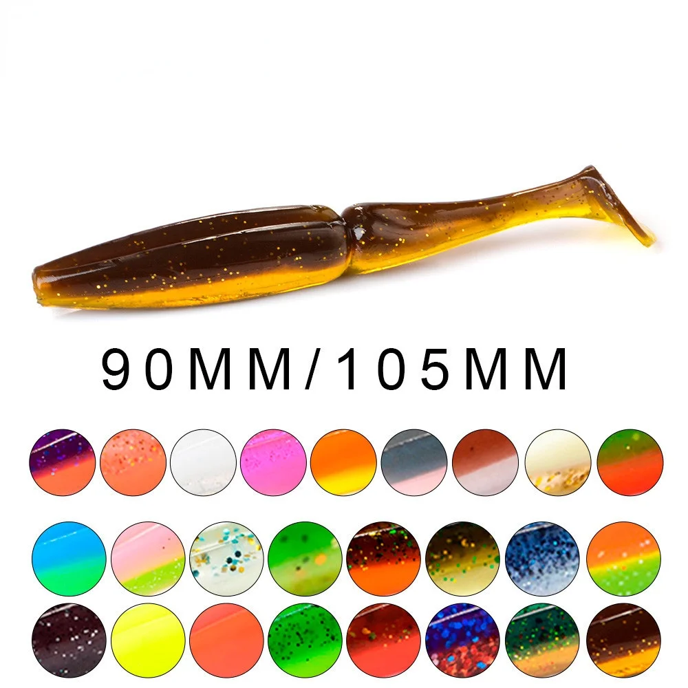 

9cm/10.5cm Silicone Bait T Tail Worm Soft Fishing Lure 6-10pcs Jigging Shad Artificial Fishing Bait for Bass Wobblers
