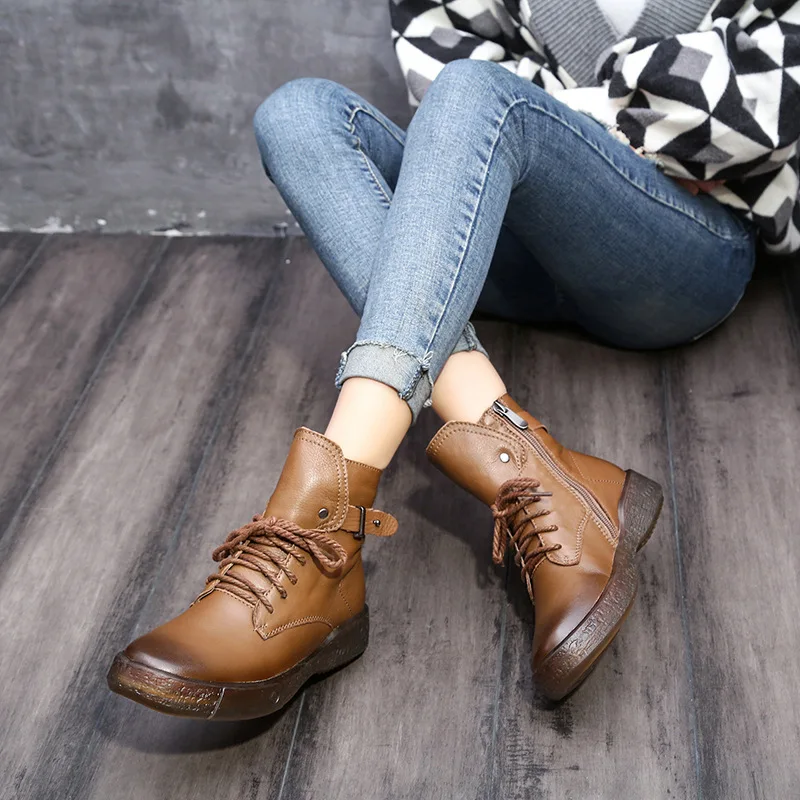 Fujin/женские ботинки из мягкой натуральной кожи высокого качества Сезон