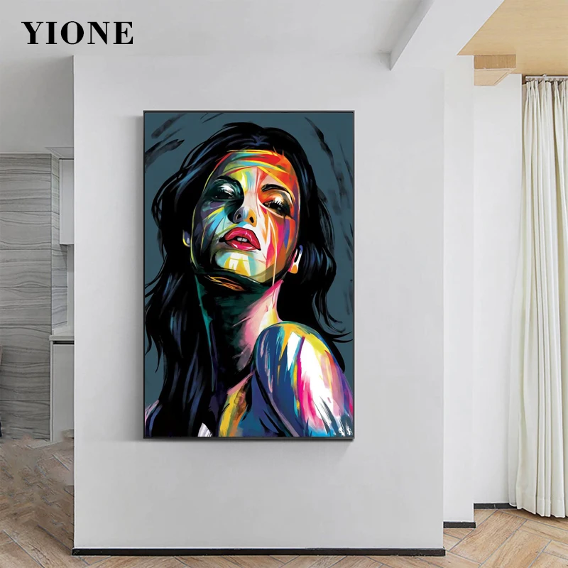 

Nordic Art Graffiti Woman Canvas Painting Custom Modern Abstract Figure Posters and Prints Decoration Picture for Living Room