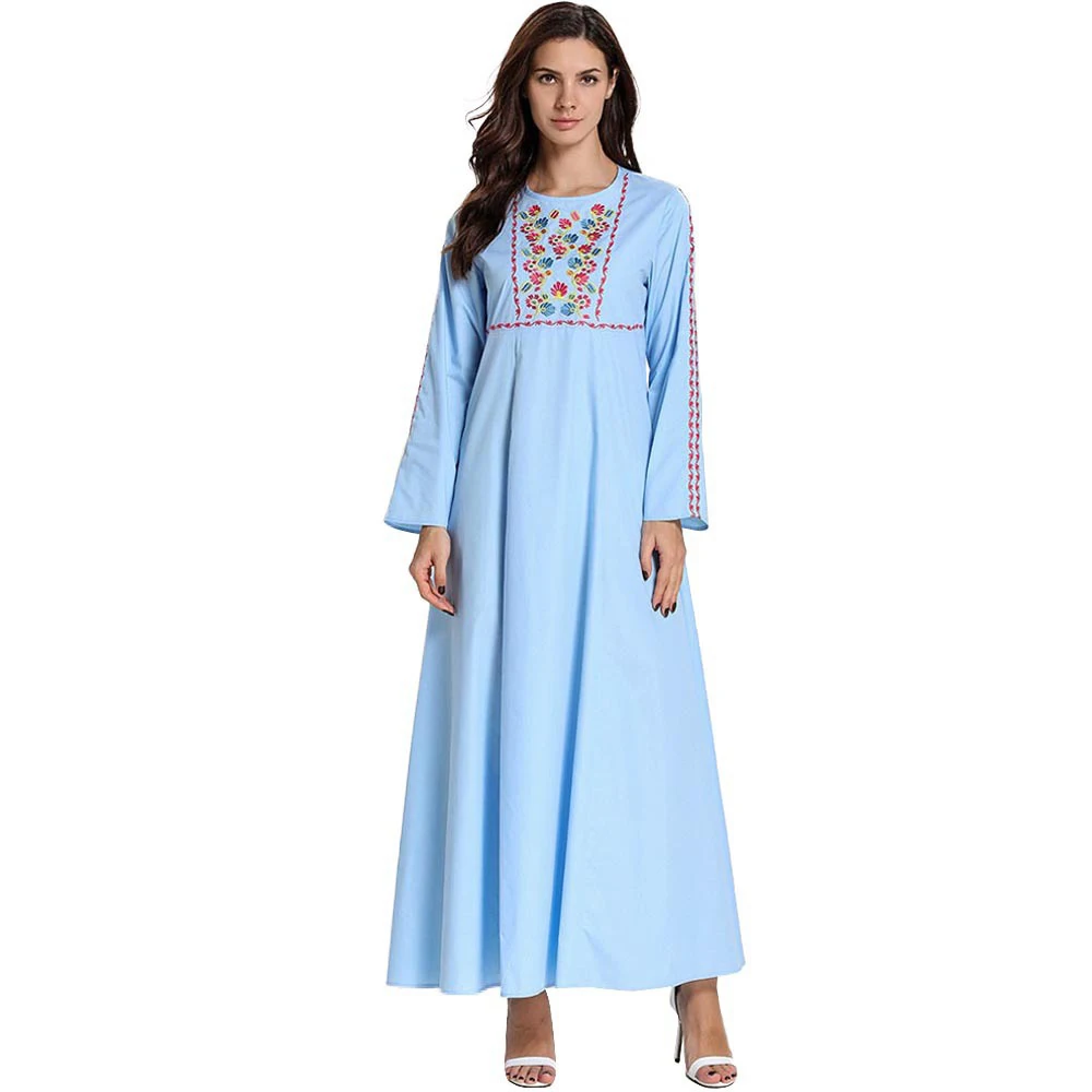 Muslim Abaya Dress Women Turkey Islamic UAE A-line Maxi Hijab Jilbab Vestidos Kimono Moroccan Kaftan Robe Arab Floral Elbise |