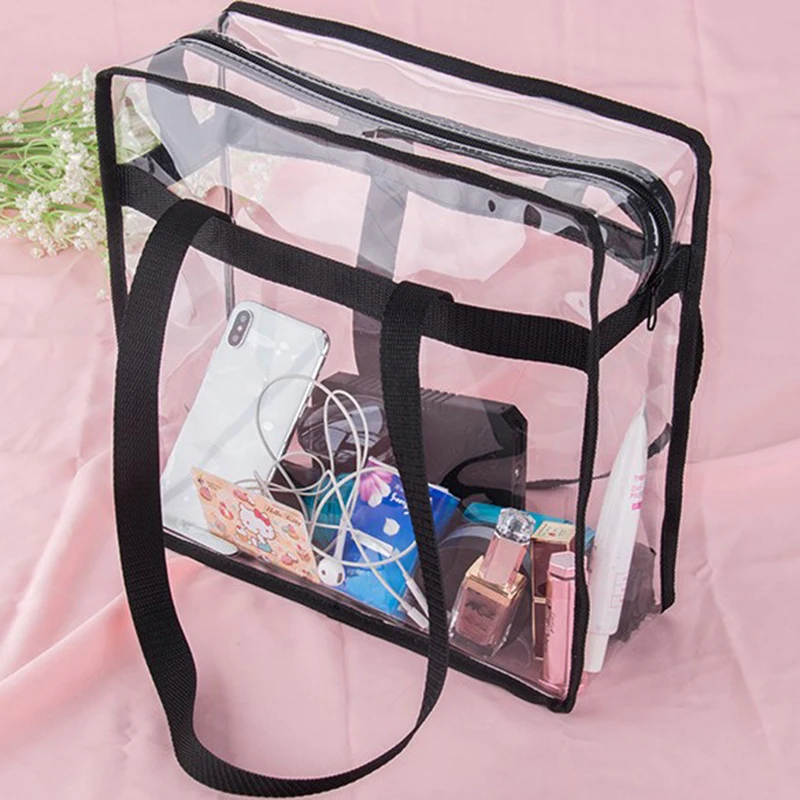 

Tote Bag, Sturdy PVC Construction Zippered Top,Stadium Security Travel & Gym Clear Bag, Perfect for Work, School, Sports Games a
